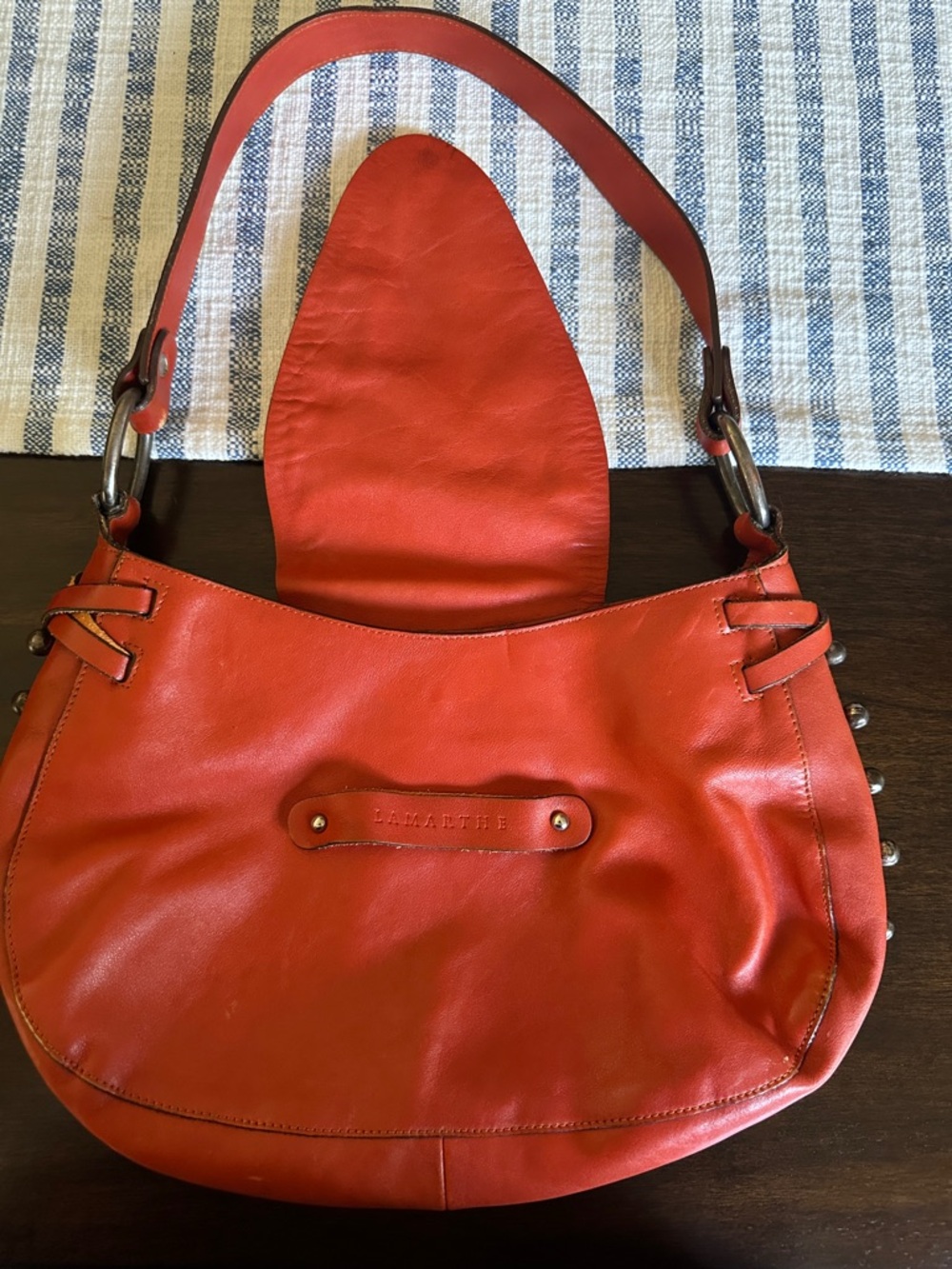 Lambeth orange Leather Shoulder Hobo